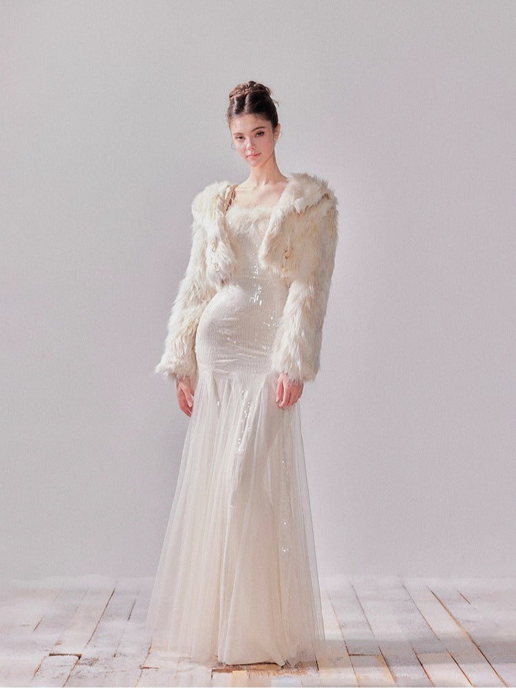 Faux Fox Fur Toggle Short Coat