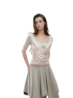 Cross Draped Lace Top