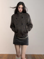 Colorfleck High-Neck Cardigan Jacket