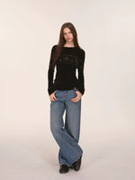Heart Pattern Velvet Knit Sweater