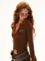 Recycled Airy Knit Collared Sweater