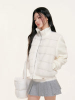 Faux Fur Knit Sleeve Down Jacket