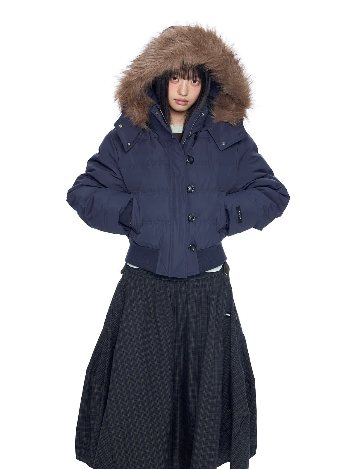 Fur Collar Hooded Cropped Down