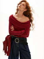 Soft Draped Off Shoulder Fitted Top