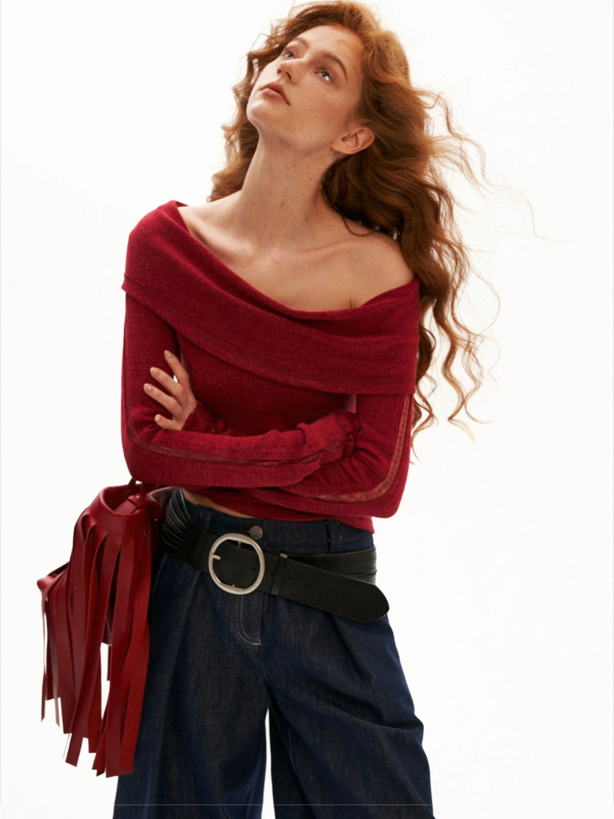 Soft Draped Off Shoulder Fitted Top