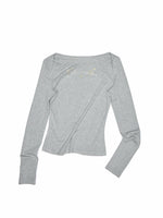 Rhinestone One-Shoulder Long-Sleeve T-Shirt