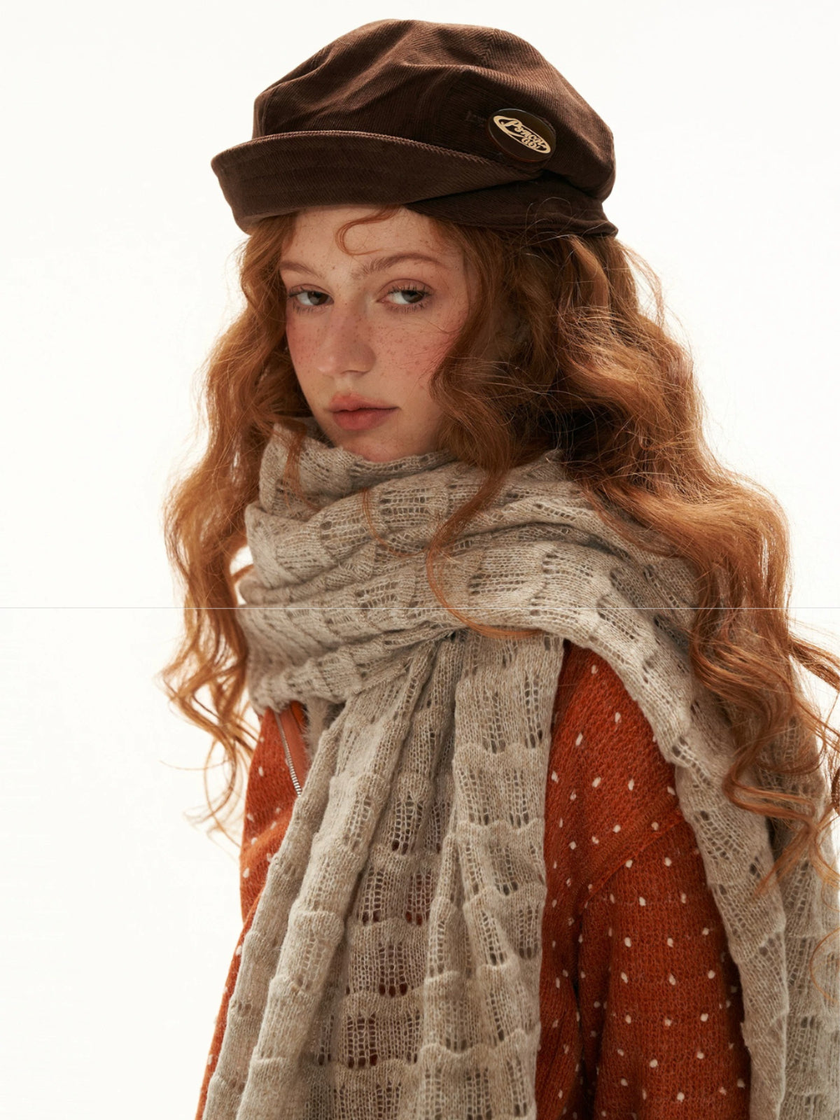 Snow Dot Zip Hooded Cardigan