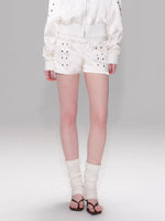Satin Hoodie Shorts Set