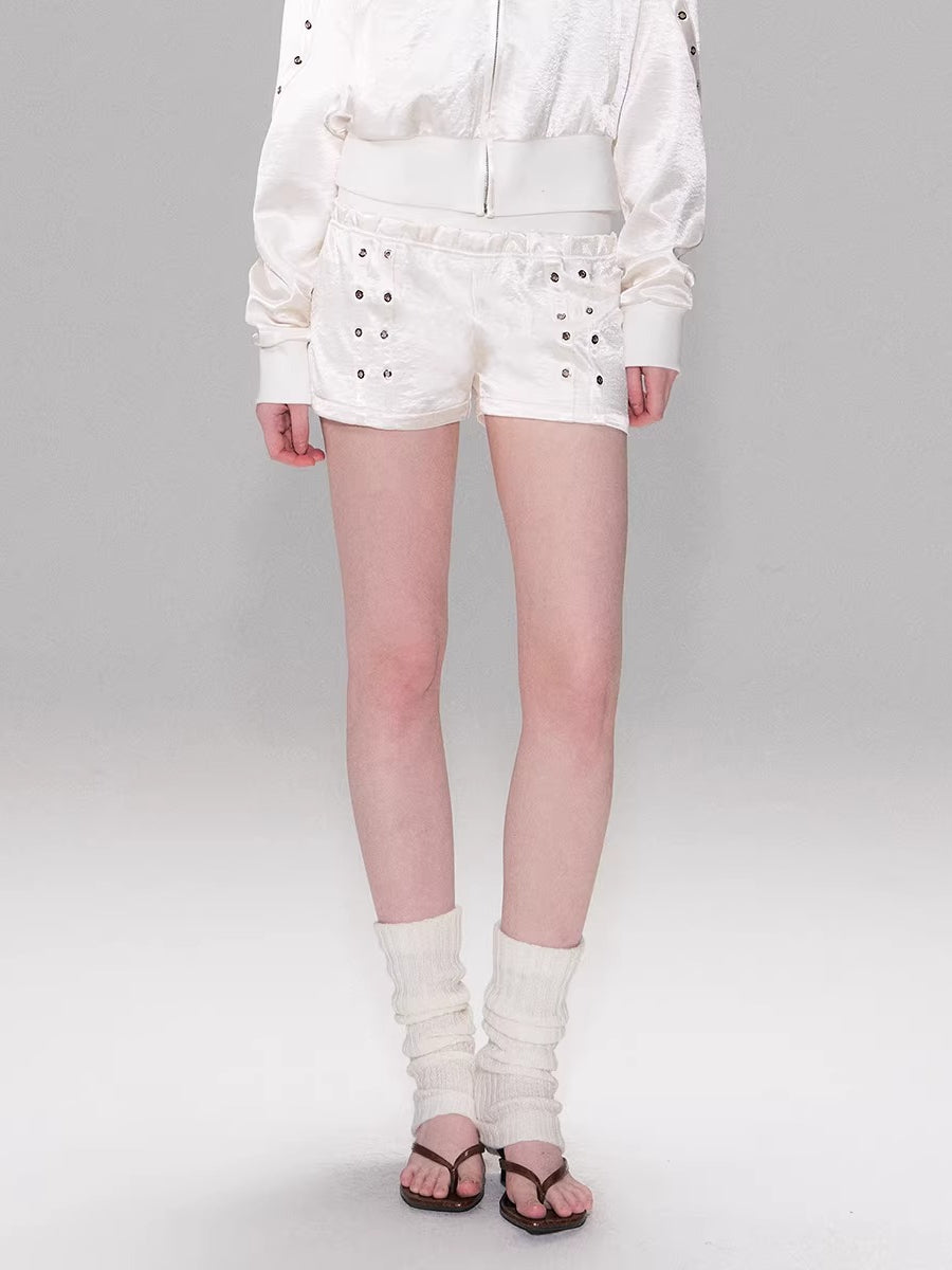 Satin Hoodie Shorts Set
