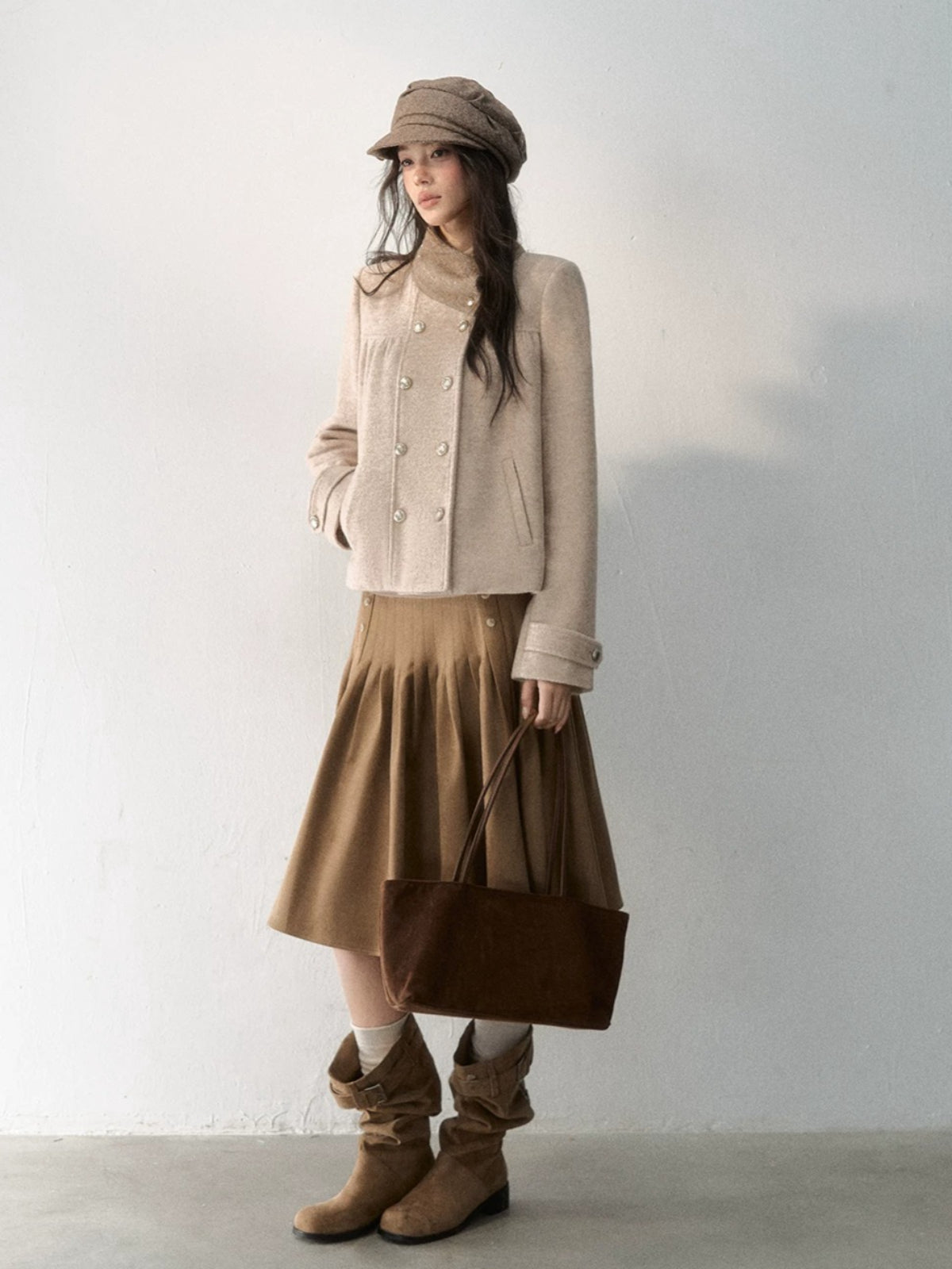 Vintage Gathered Wool Blend Jacket