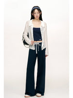 Ruffle Waist Straight Leg Sweatpants