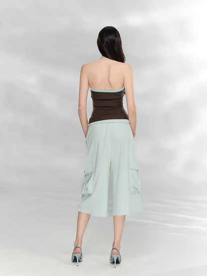 Colorblock Halter Knit Top