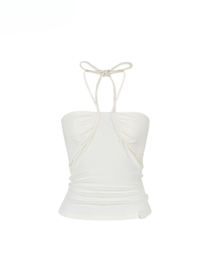 Pleated Rope-Hanging Fitted Bandeau