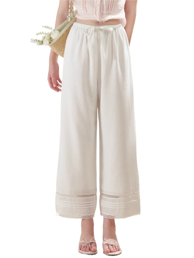 Lace Trim Cropped Pants