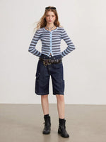 Contrast Stripe Knit Cardigan