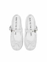Fishing Net Woven Flat Mary Jane Shoes