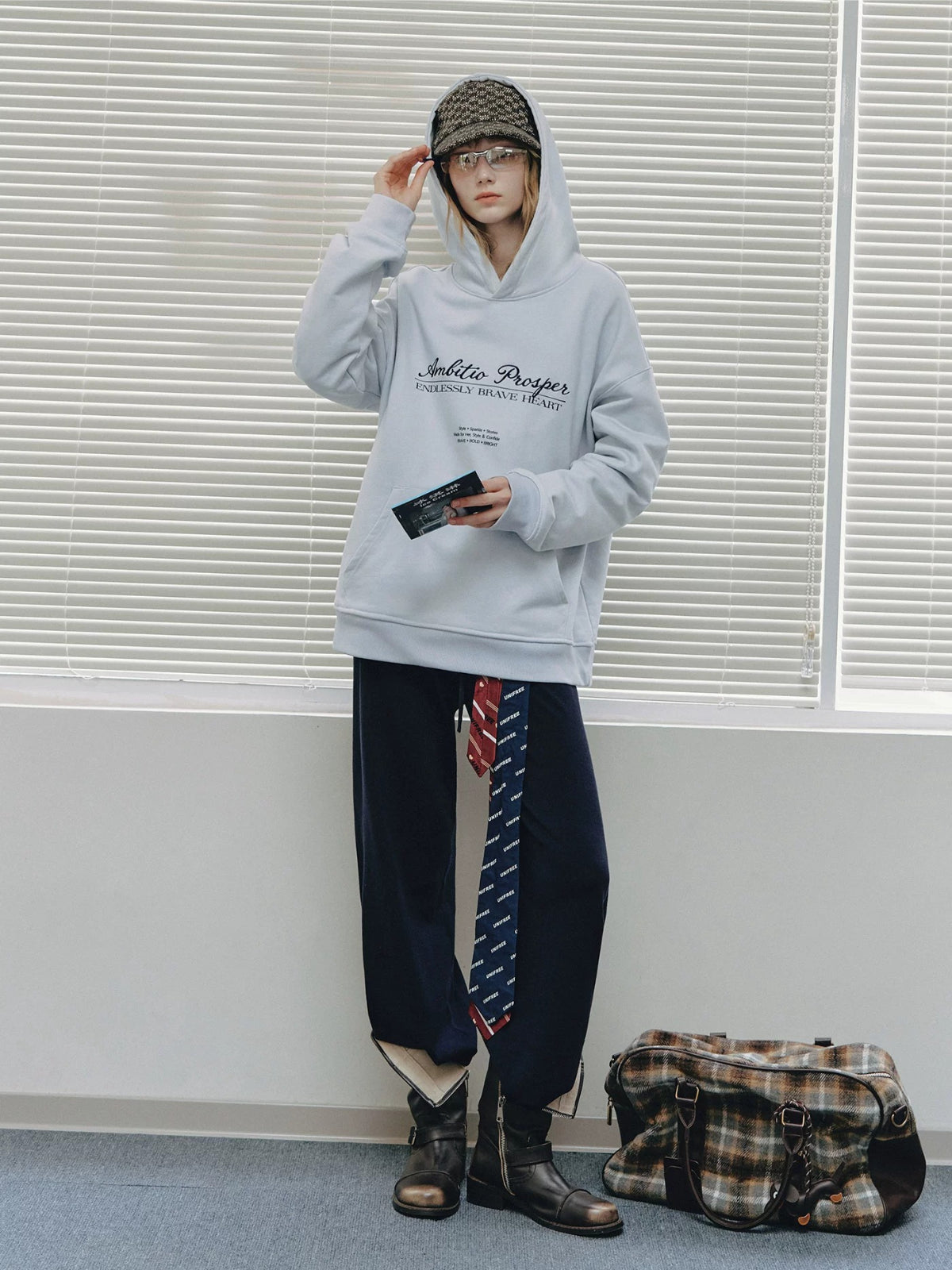 College Embroidered Cotton Hoodie