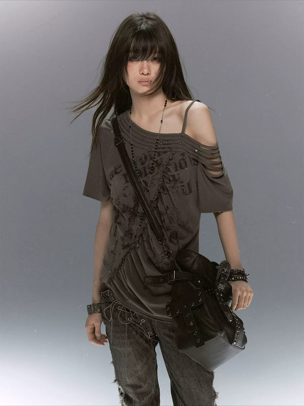 Studded Cross Print Tee