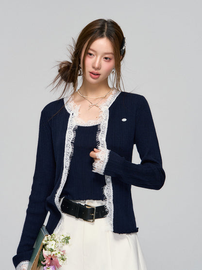 Lace Knit Cardigan Set
