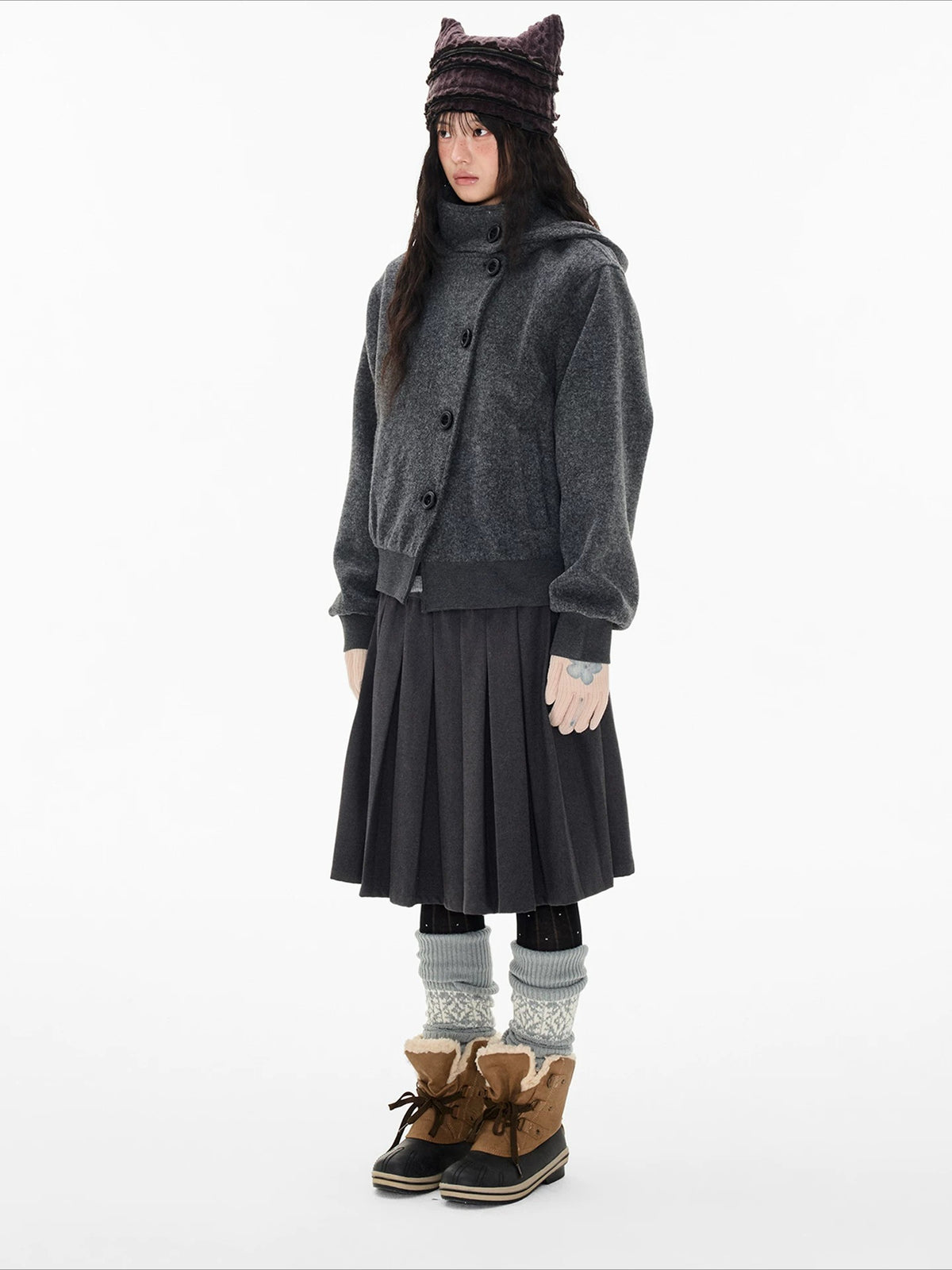 Hooded Button Jacket