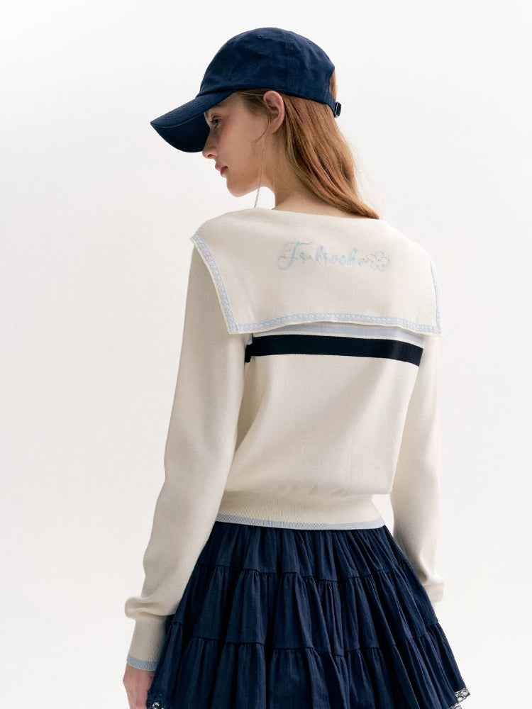 Beige Sailor Cardigan Set