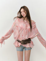 Colorful Floral Ruffled Blouse