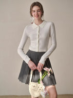 Mist-Grey Pleated Skirt