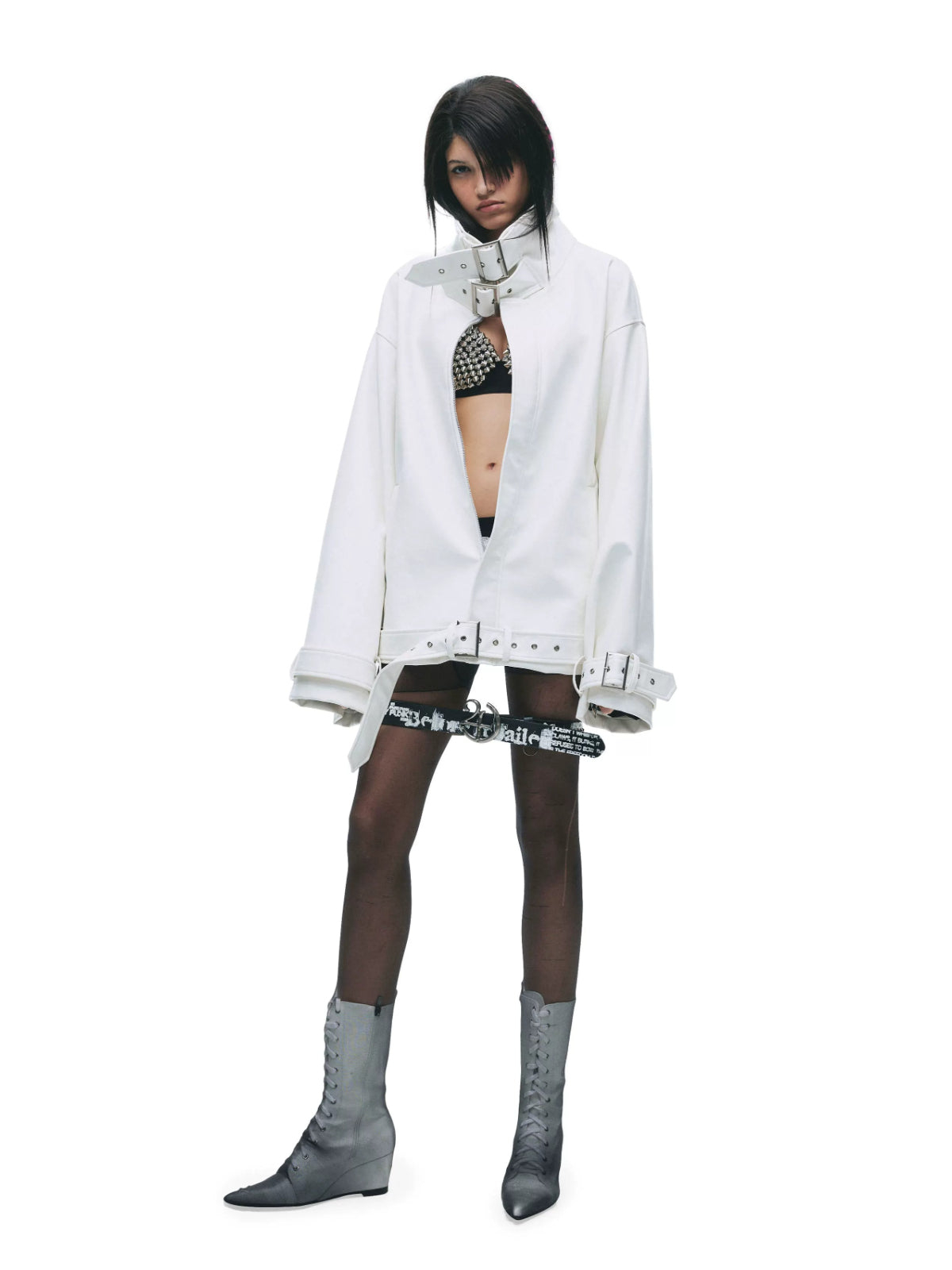Punk Stand Collar Leather Jacket
