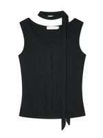 Mesh Panel Ribbon Tank Top