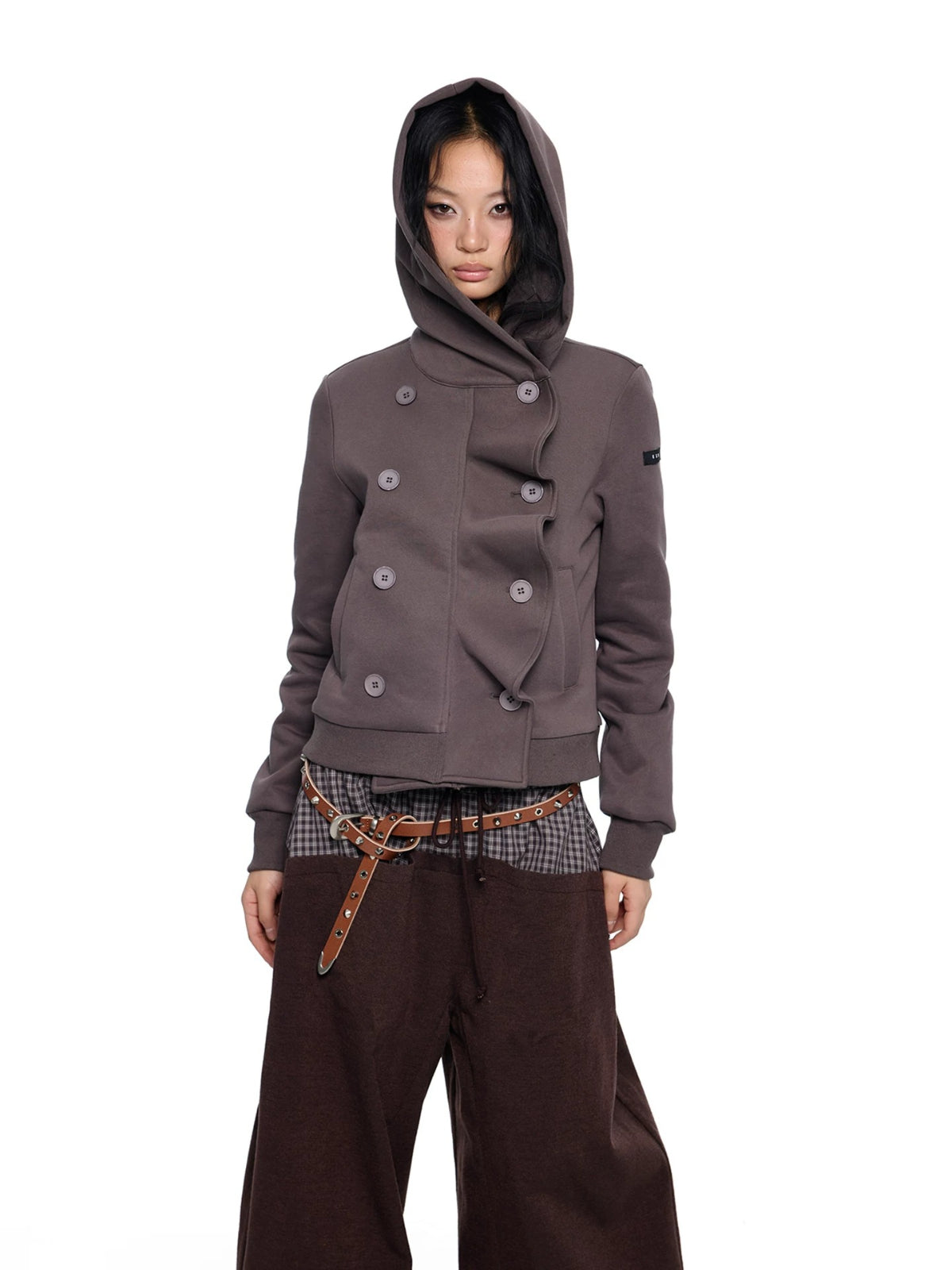Striped Hooded Patchwork Cardigan