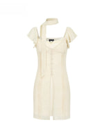 Tie-Neck Chiffon Mini Dress