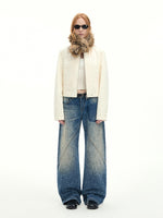 Vintage Cut-Seam Wide-Leg Jeans