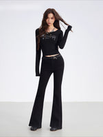 Embroidered Flared Slim-Fit Jeans