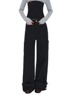 Detachable Plaid Cargo Wide Leg Pants