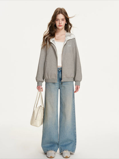Lace Hooded Zip Jacket