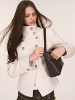 Ivory Stand Collar Military Jacket