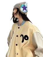 Contrast Wool Blend Baseball Jacket