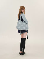 Polka Dot Drawstring Shoulder Tote