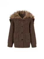 Fox Fur Large Notch Collar Cardigan