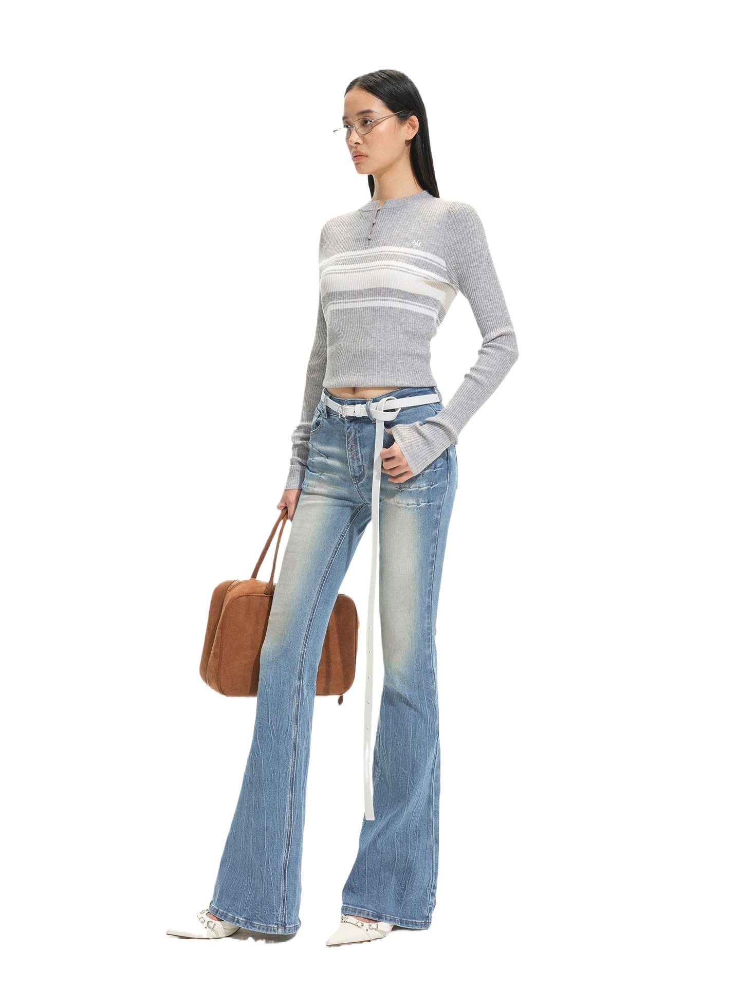 +5CM N1 Sculpted Micro-Flare Jeans