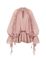 Textured Rope Lantern Sleeve Dress