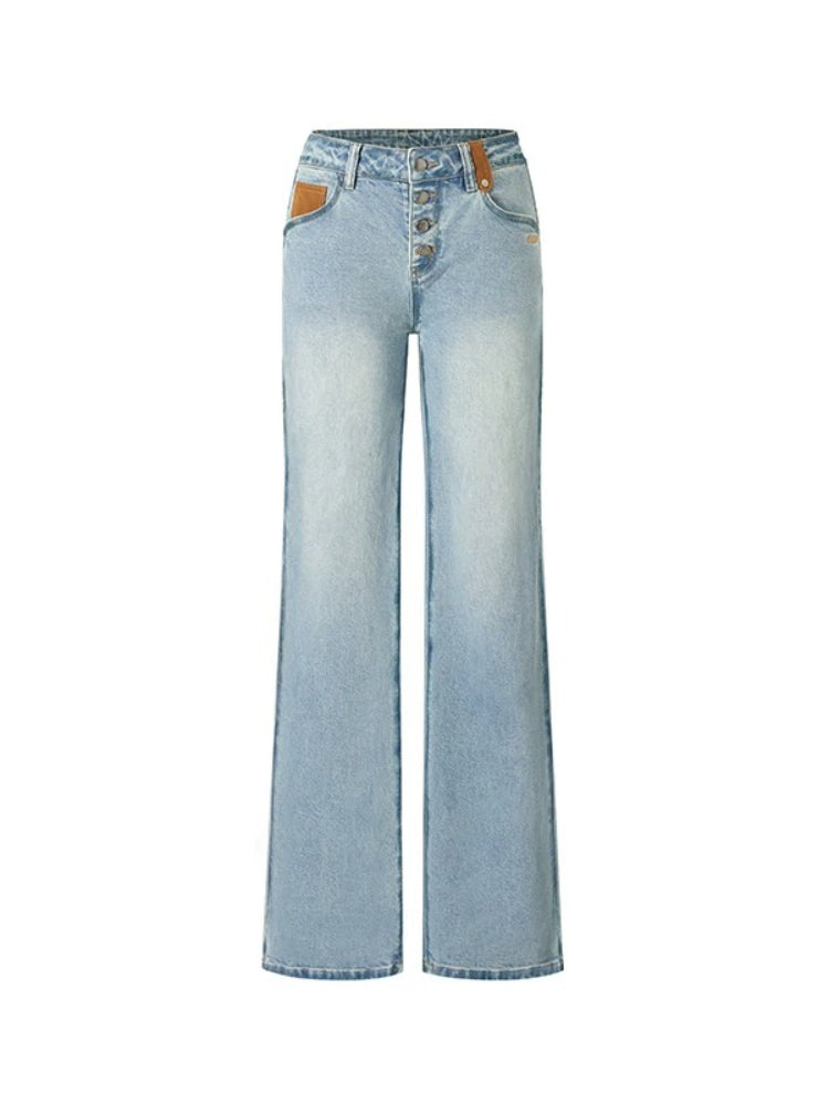 ＋5CM N4 Suede Straight Jeans