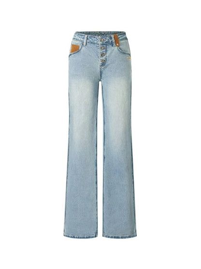 ＋5CM N4 Suede Straight Jeans