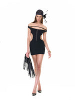 Black Lace-Up Halter Knit Dress
