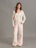 Velvet Tie Front Knit Layered Set