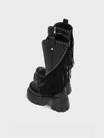 Black Studded Fringe Cowboy Boots