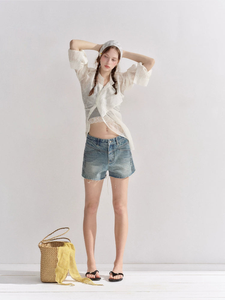 Rhinestone Denim Shorts