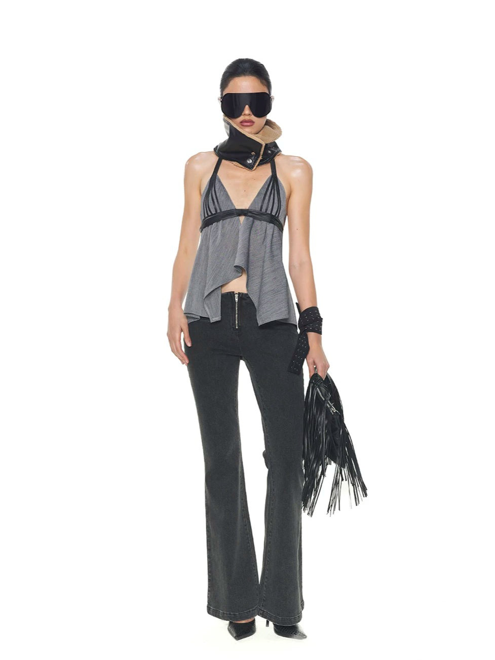 Low-Rise Zip Flare Jeans