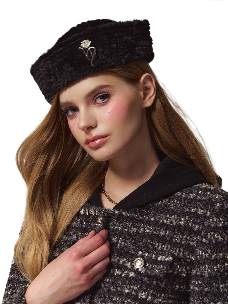 Cozy Plush Faux-Rabbit-Fur Fold-Brim Bucket Hat