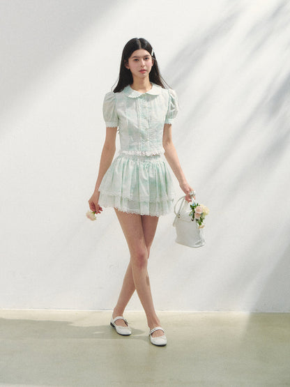 White Cotton Embroidered Shirt &amp; Skirt Set